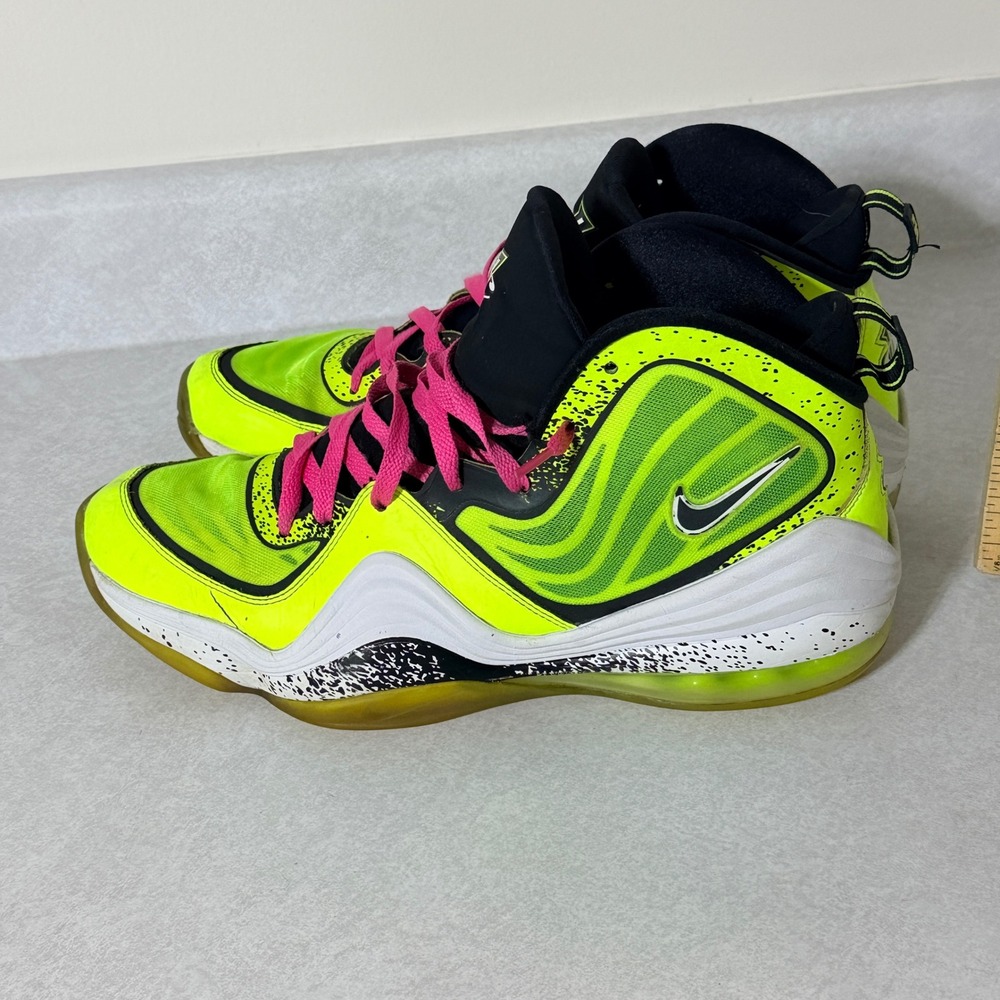 Nike Air Penny 5 V Highlighter Volt Black Pink 628568-701 Mens Size 12